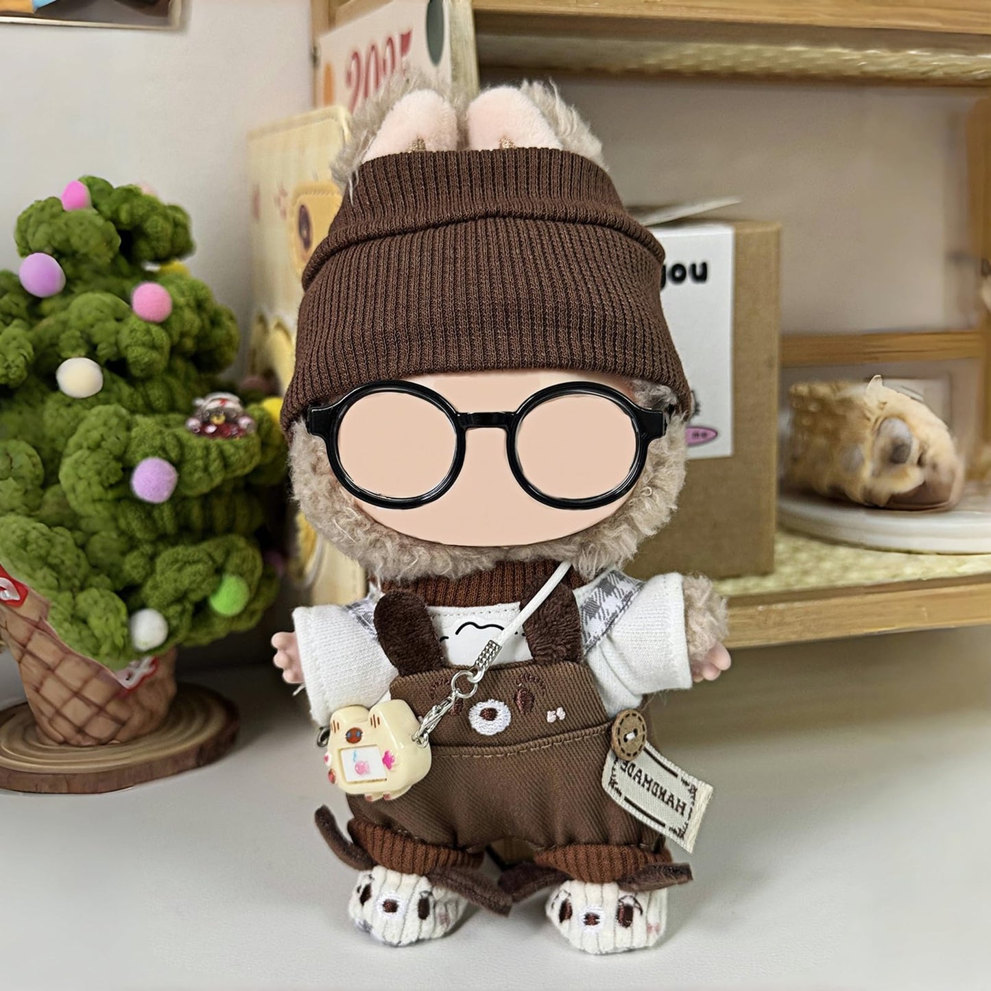 🧸 6-Piece Labubu Clothes Set – T-Shirt, Overalls, Hat, Camera, Glasses & Shoes | 17cm Labubu Doll Outfit Accessories (No Doll Included)