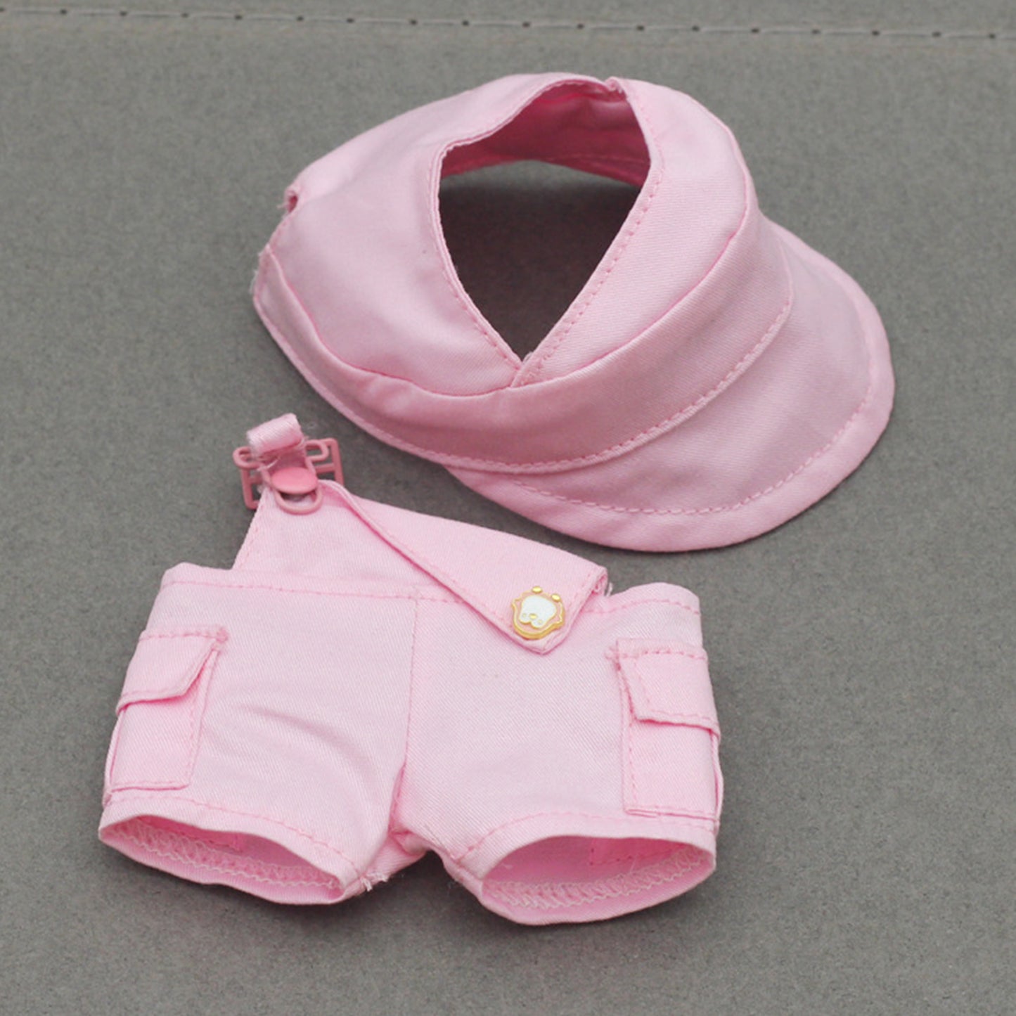 Cute Hat and Overalls Set for Labubu Doll – 2PCS Outfit with Adjustable Straps, Casual Play Clothes for 6-7 inch Dolls