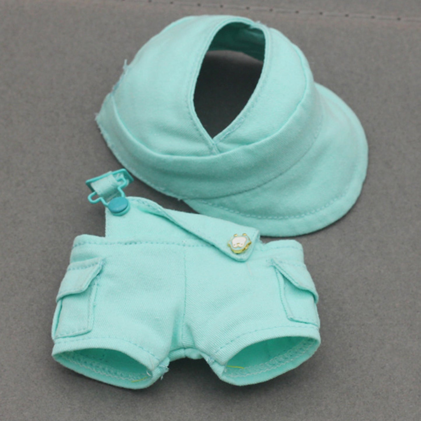 Cute Hat and Overalls Set for Labubu Doll – 2PCS Outfit with Adjustable Straps, Casual Play Clothes for 6-7 inch Dolls