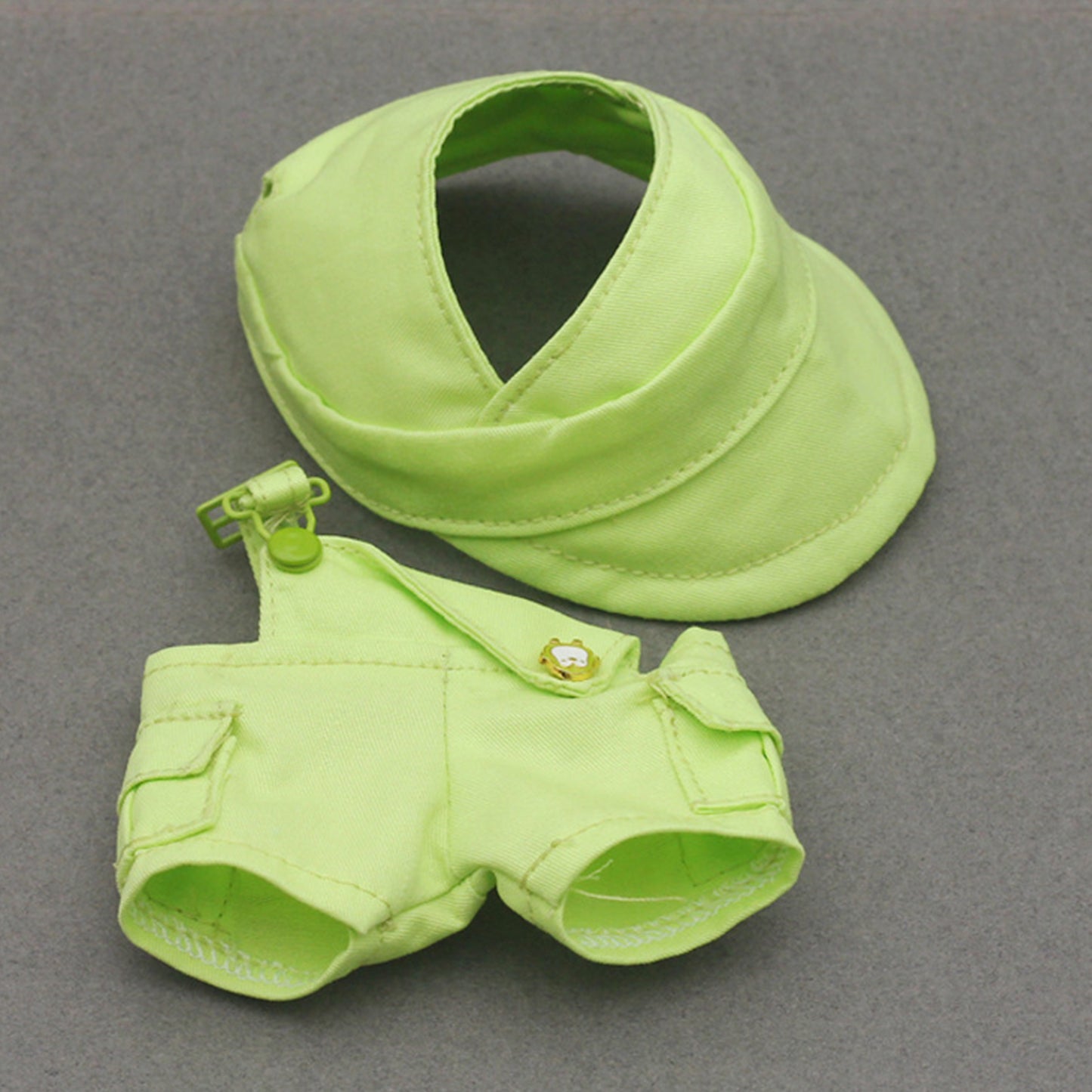 Cute Hat and Overalls Set for Labubu Doll – 2PCS Outfit with Adjustable Straps, Casual Play Clothes for 6-7 inch Dolls