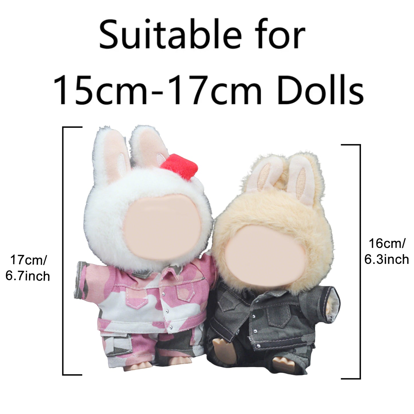 Camo Military Style Clothes for Labubu Doll – 2PCS Camouflage Outfit Set with Shirt and Shorts, Army Uniform Costume for 6-7 inch Action Figures