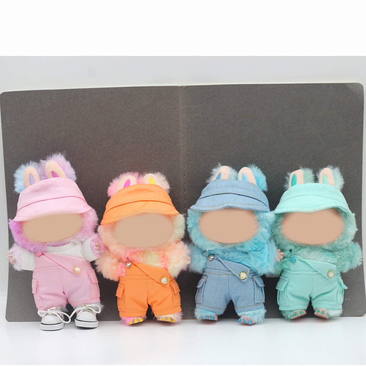 Cute Hat and Overalls Set for Labubu Doll – 2PCS Outfit with Adjustable Straps, Casual Play Clothes for 6-7 inch Dolls