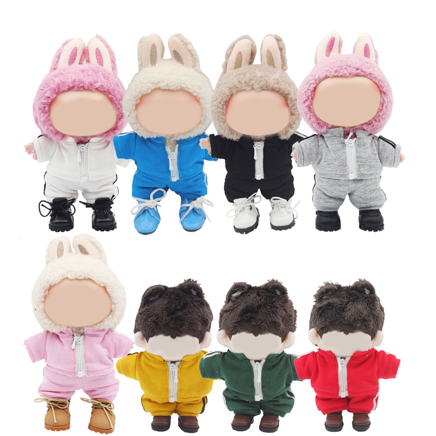 Sporty Tracksuit for Labubu Doll – 2PCS Athletic Outfit Set with Hoodie and Pants, Casual Sport Clothes for 6-7 inch Dolls