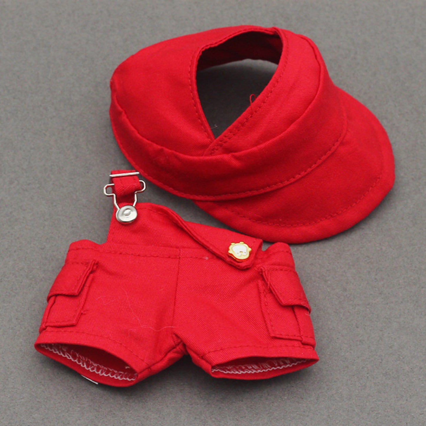 Cute Hat and Overalls Set for Labubu Doll – 2PCS Outfit with Adjustable Straps, Casual Play Clothes for 6-7 inch Dolls