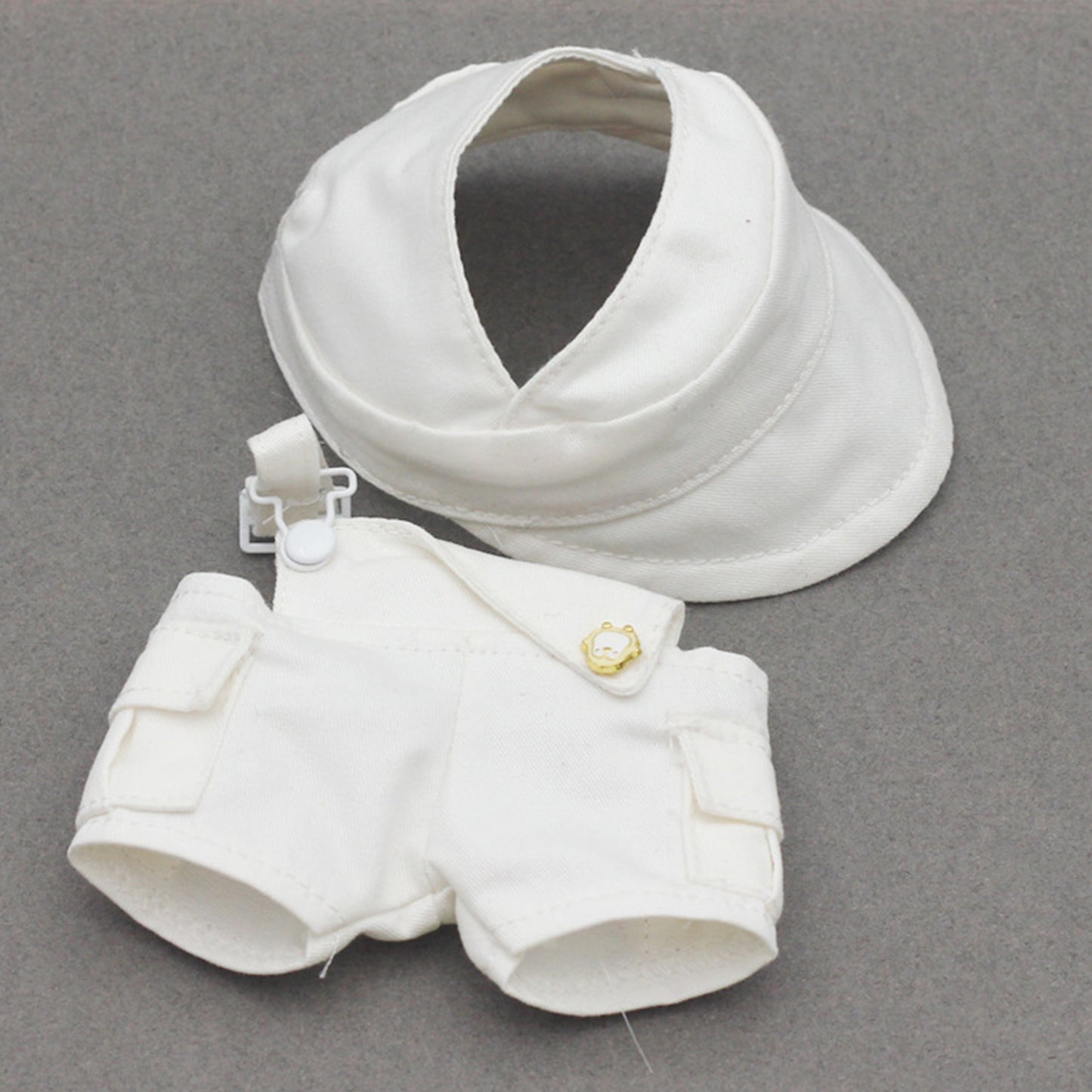 Cute Hat and Overalls Set for Labubu Doll – 2PCS Outfit with Adjustable Straps, Casual Play Clothes for 6-7 inch Dolls