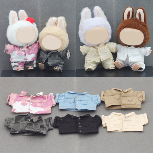 Camo Military Style Clothes for Labubu Doll – 2PCS Camouflage Outfit Set with Shirt and Shorts, Army Uniform Costume for 6-7 inch Action Figures