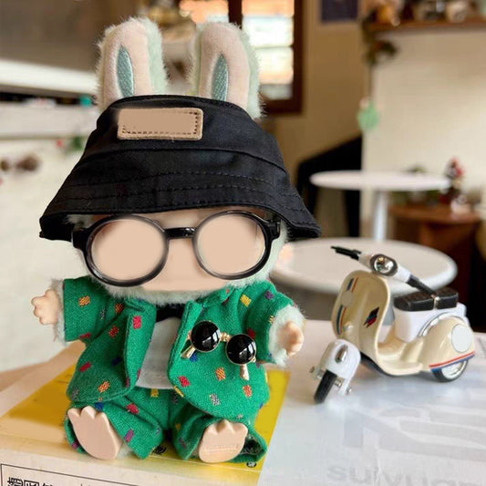Formal Suit Set for Labubu Doll – 5PCS Outfit with Hat, Blazer, Pants, Glasses, and Tie, Mini Gentleman Clothes for 6-7 inch Dolls