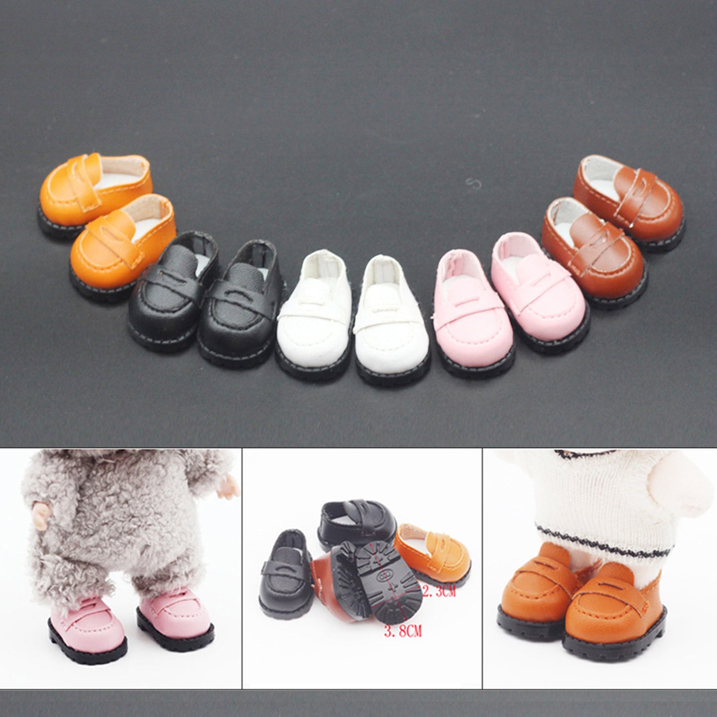 Dress Shoes for Labubu Doll – 1 Pair Mini Formal Shoes for 6-7 inch Dolls, Tiny Fashion Footwear for Doll Outfit Accessories