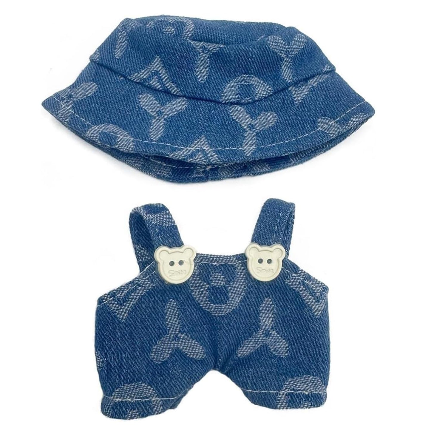 Labubu Doll Clothes Set for 17cm Labubu Figures – Cute Hat & Overalls Outfit | Stylish Labubu Accessories for Dress-Up, Photography & Collectors
